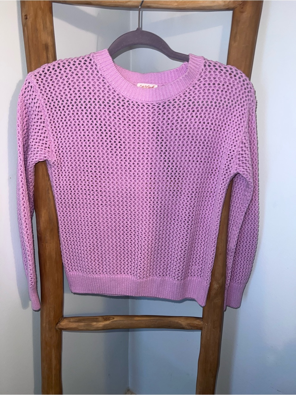 Cat & Jack Girls Lavender Open Knit Sweater L 10/12
